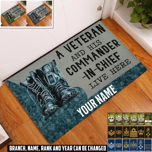 Personalized Canada Soldier/ Veteran Camo With Name And Rank Doormat 3D Printed - 17428608