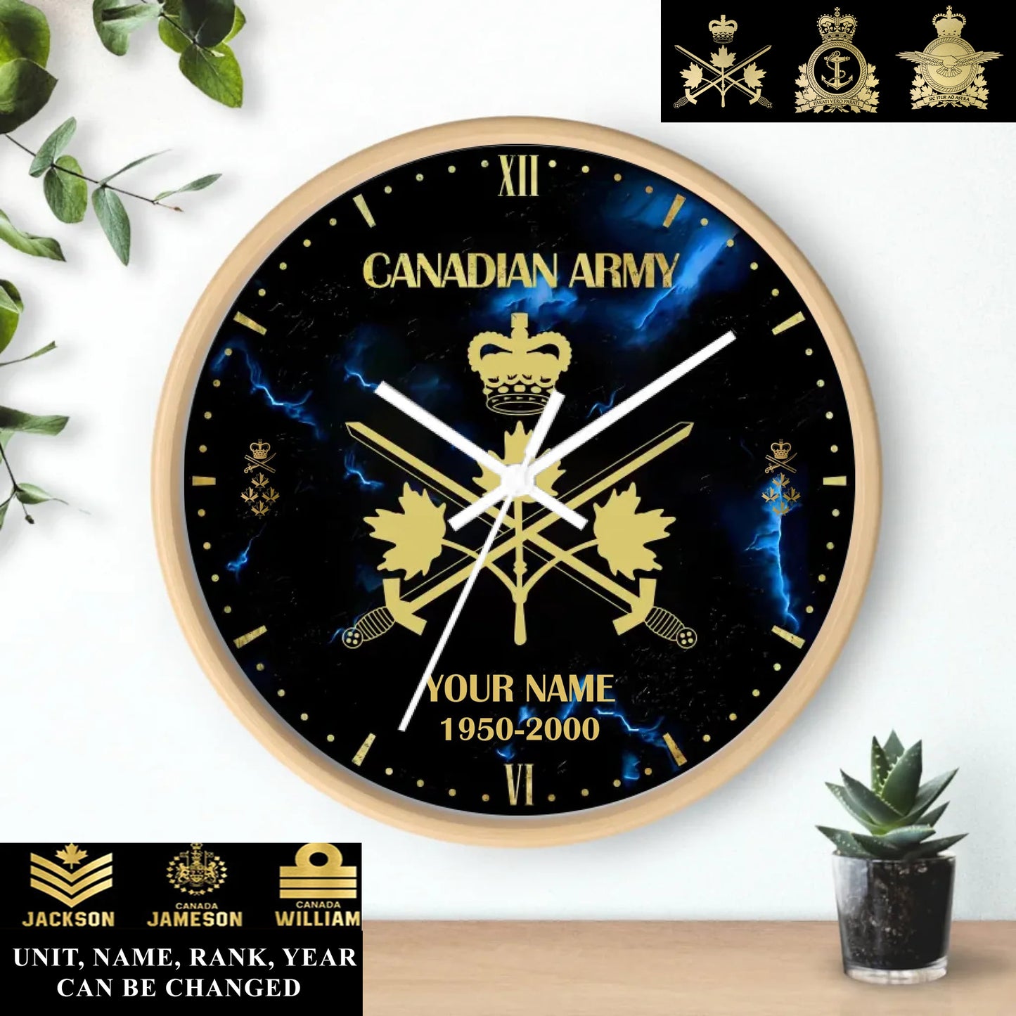 Personalized Canada Soldier/ Veteran With Name, Rank And Year Wooden Clock - 17391456