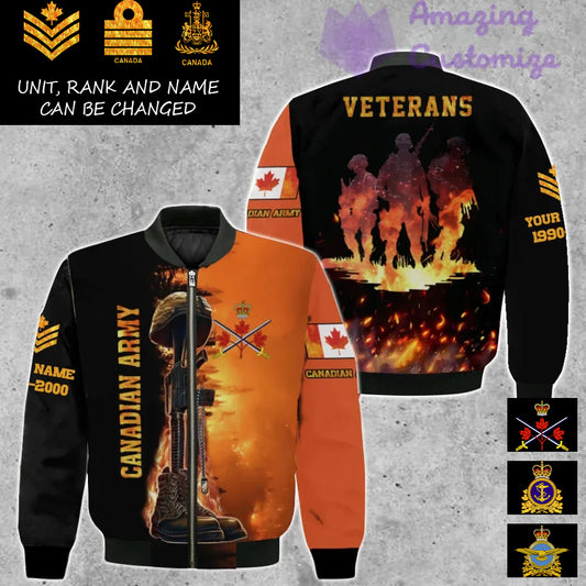 Personalized Canada Soldier/Veteran Camo with Name, Rank And Year Bomber All Over Printed - 17283456
