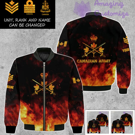 Personalized Canada Soldier/Veteran Camo with Name, Rank Bomber All Over Printed - 17259264