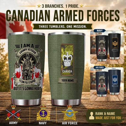 Personalized Canadian Veteran/ Soldier Camo Tumbler All Over Printed - 2212220005