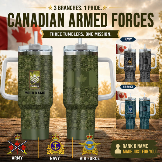 Personalized Canadian Soldier/ Veteran Camo With Name And Rank 40oz Tumbler 3D Printed - 17060544
