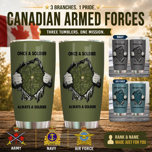 Personalized Canada Veteran/ Soldier With Rank, Name Tumbler - 17220384