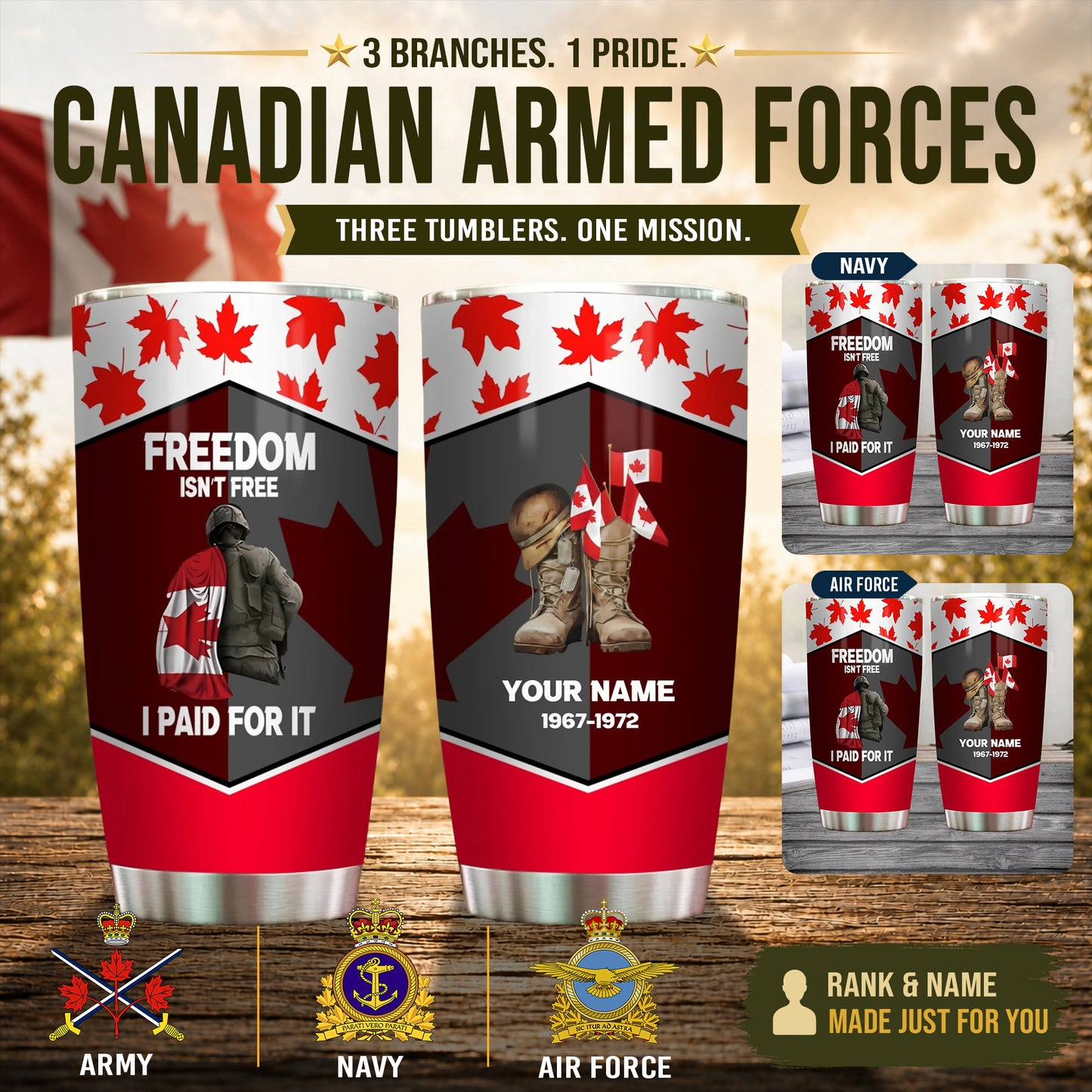 Personalized Canada Veteran/ Soldier With Name And Year Camo Tumbler - 1756166401