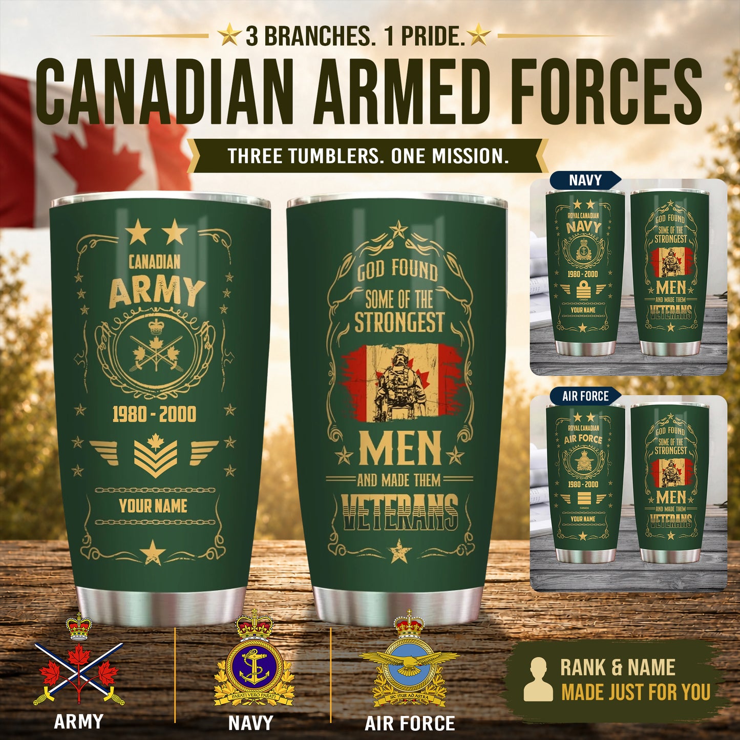 Personalized Canada Veteran/ Soldier With Rank, Year And Name Camo Tumbler - 17496864