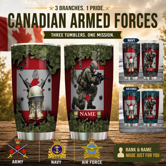 Personalized Canada Veteran/ Soldier With Rank And Name Camo Tumbler - 1761264001