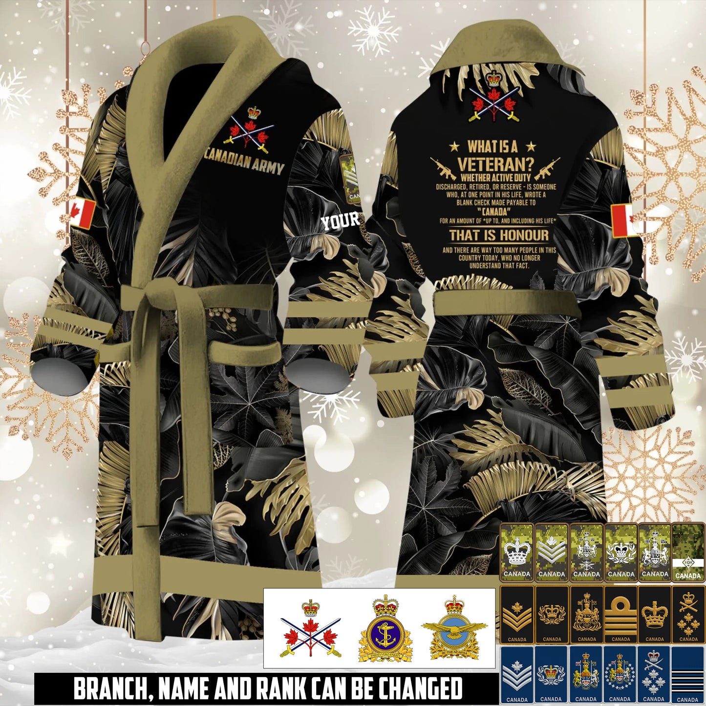 Personalized Rank And Name Canada Soldier/Veterans Bathrobe - 1765238401