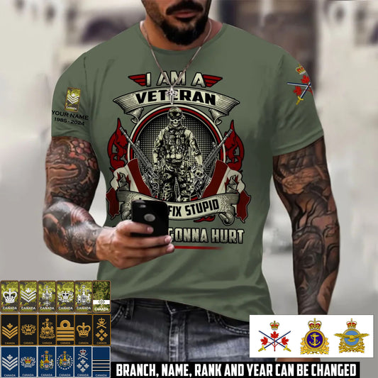 Personalized Canada Soldier/Veteran Camo with Name, Year and Rank T-Shirt All Over Printed - 17413056