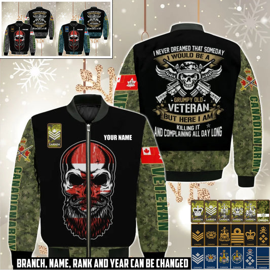 Personalized Canada Soldier/Veteran Camo with Name and Rank Bomber All Over Printed - 17410464