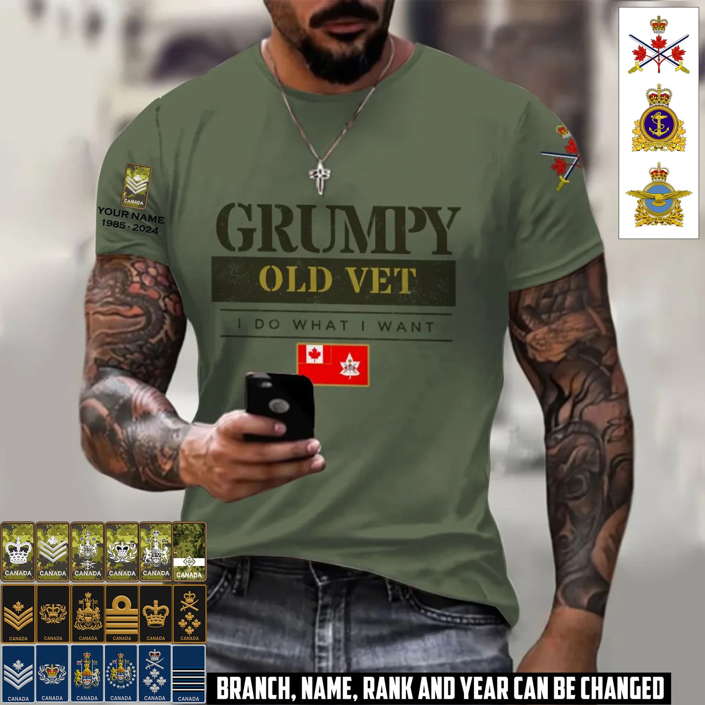 Personalized Canada Soldier/Veteran Camo with Name, Year and Rank T-Shirt All Over Printed - 17411328