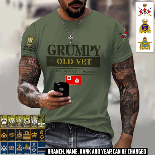 Personalized Canada Soldier/Veteran Camo with Name, Year and Rank T-Shirt All Over Printed - 17411328