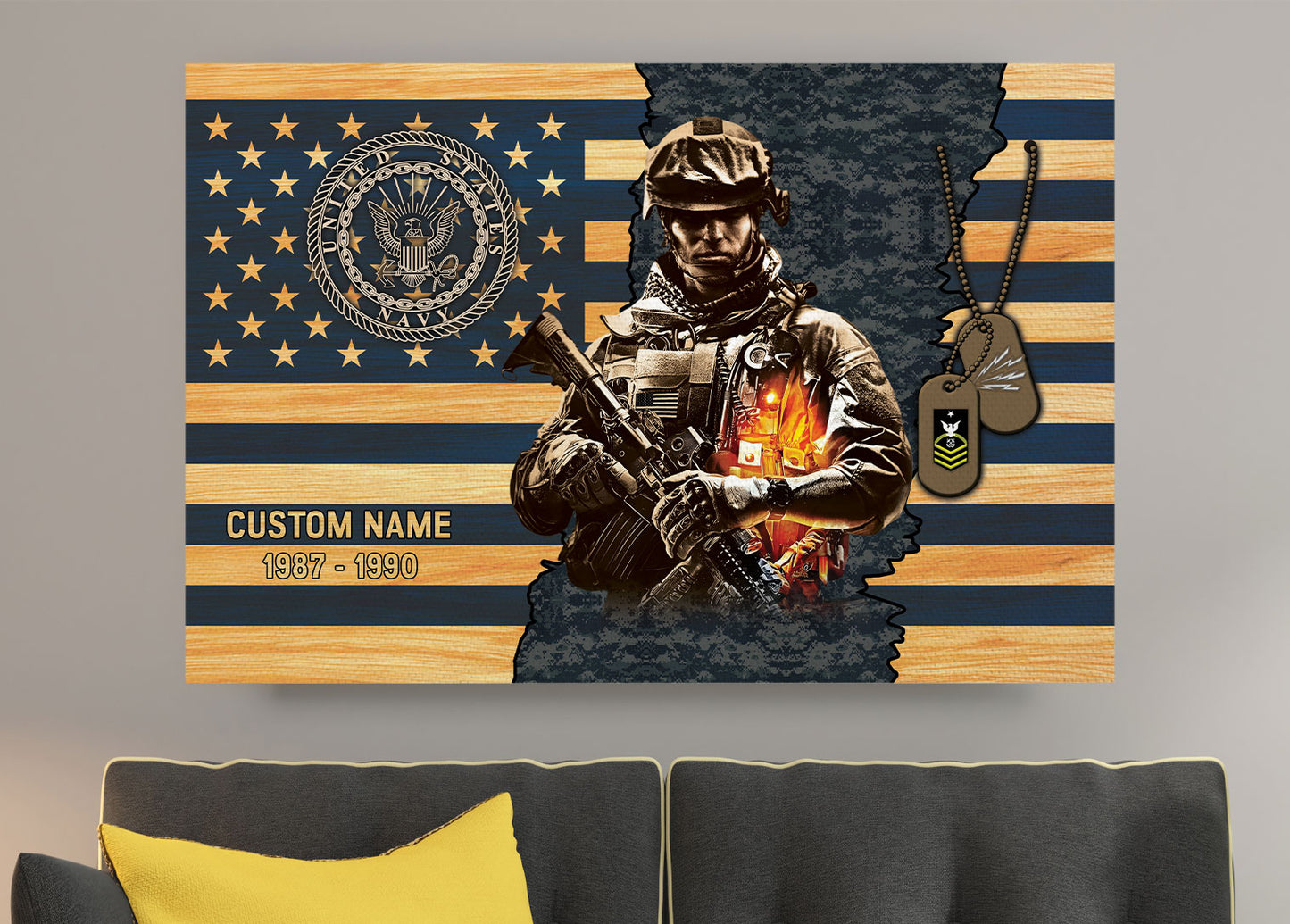 Navy Rating - Personalized US Soldier/Veteran with Rank, Name & Year Canvas - 1777334403