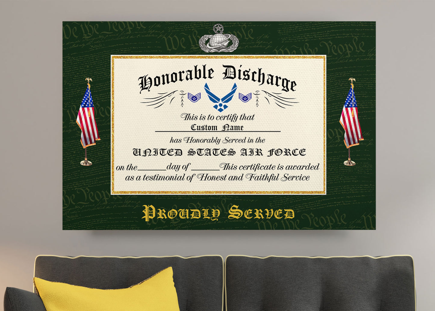Air Force Badge - Personalized US Soldier/Veteran with Rank, Name & Year Canvas - 1777075203