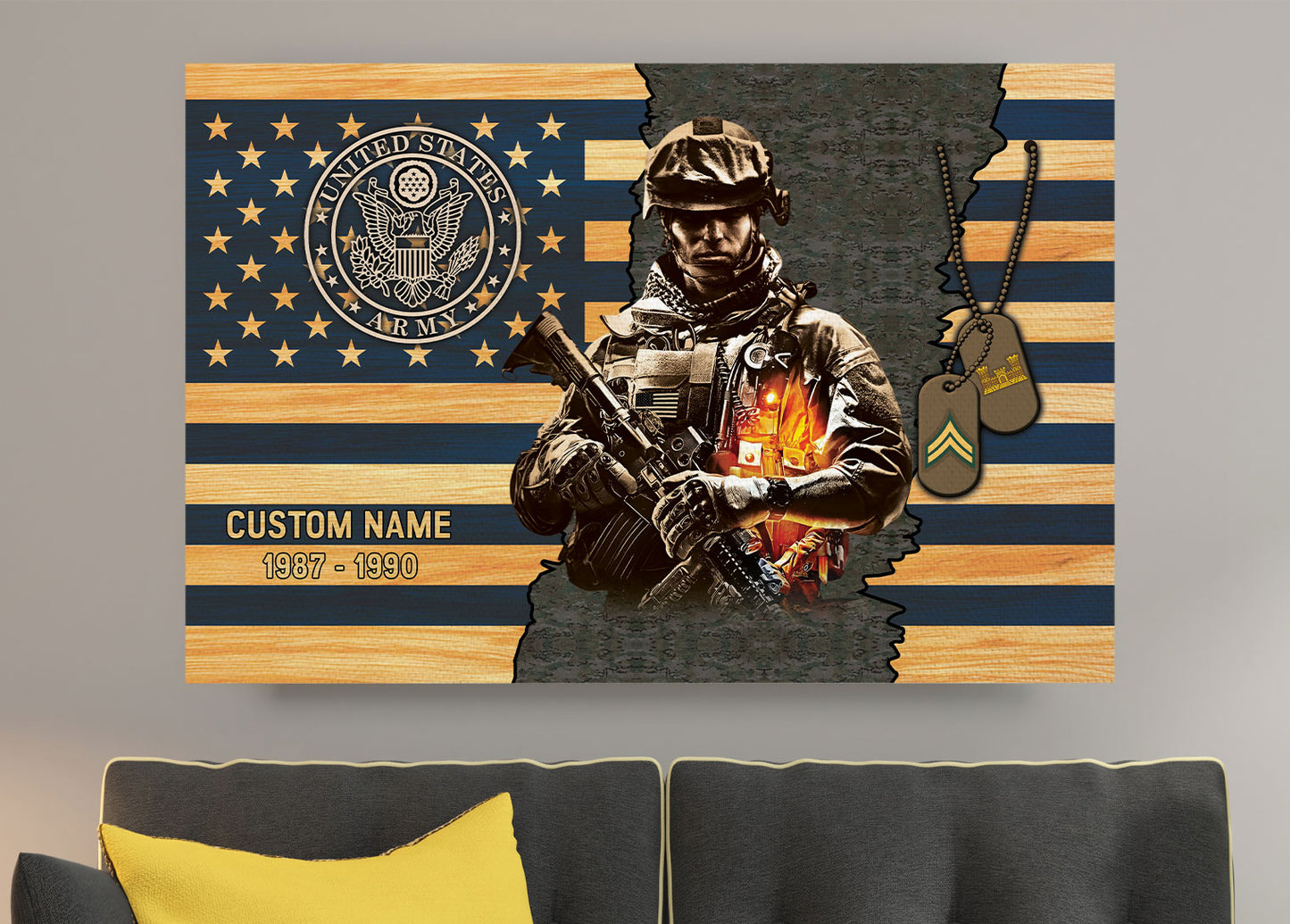 Army Branch - Personalized US Soldier/Veteran with Rank, Name & Year Canvas - 1777334403