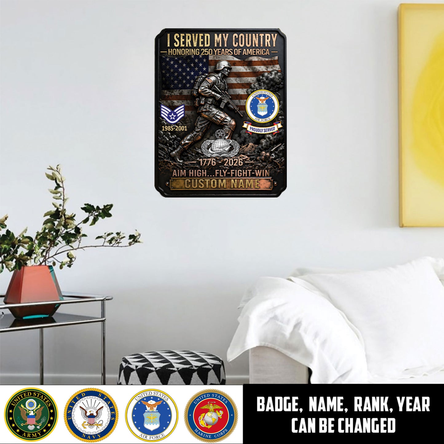 Air Force Badge - Personalized US Soldier/ Veteran Cut Metal Sign - 17773344
