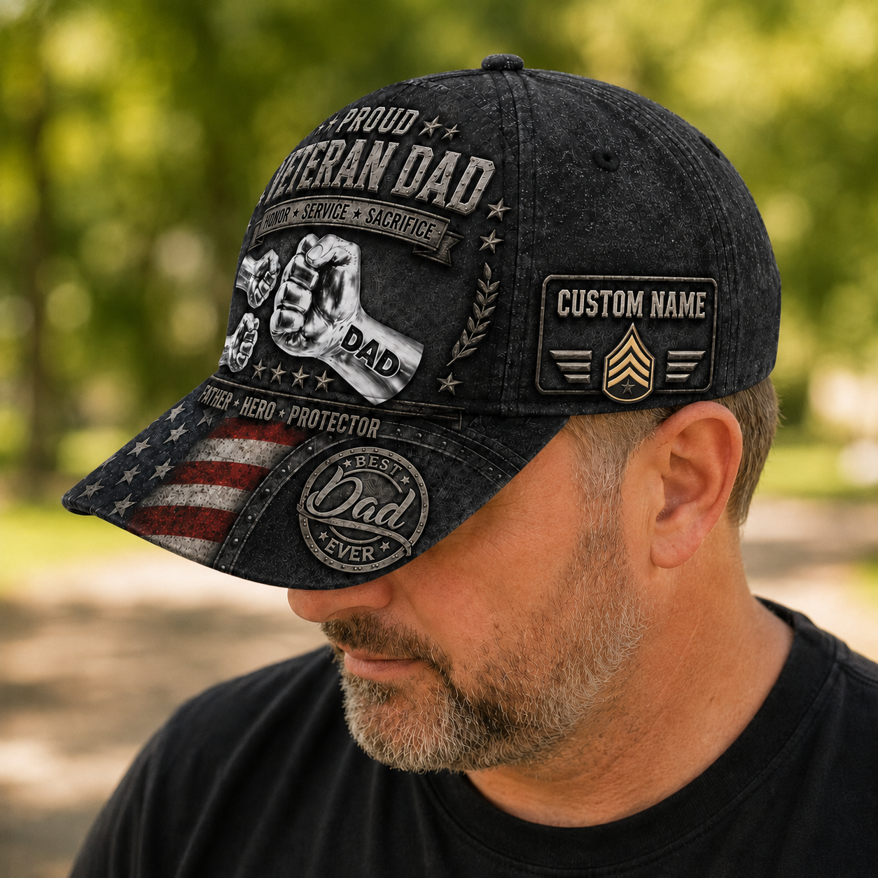 U.S. Air Force - Custom Best Dad Ever Cap, Personalized Name & Rank Cap - 1778544002