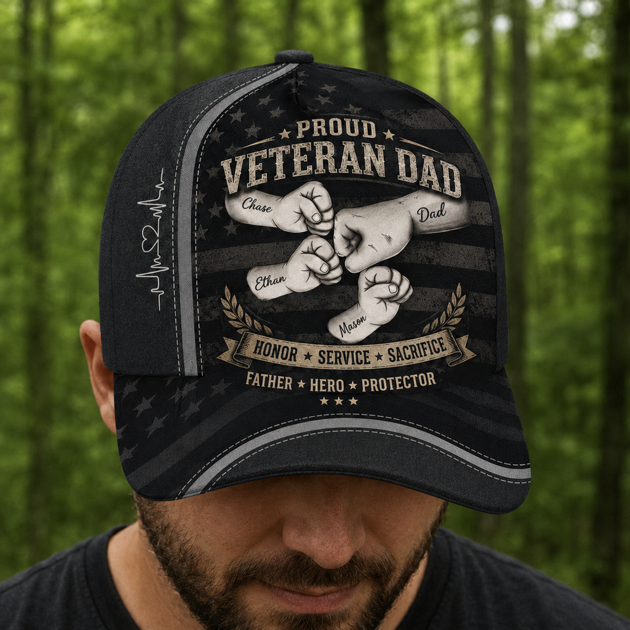 U.S. Air Force - Custom Best Dad Ever Cap, Personalized Name & Rank Cap - 1778544003