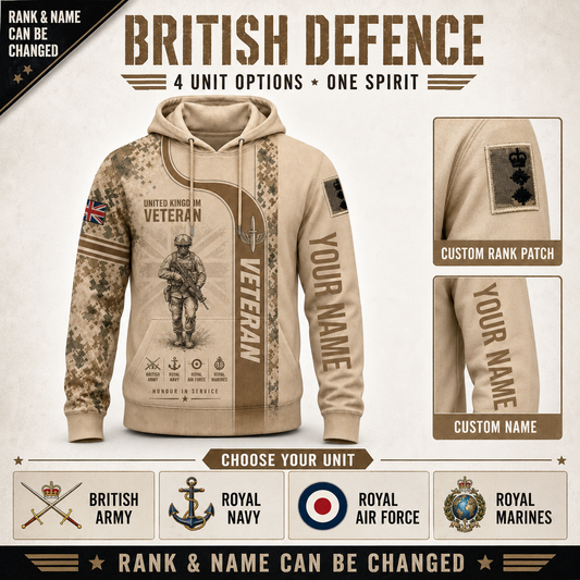 Personalized UK Soldier/Veteran with Name & Rank Hoodie All Over Printed - QK1779148817