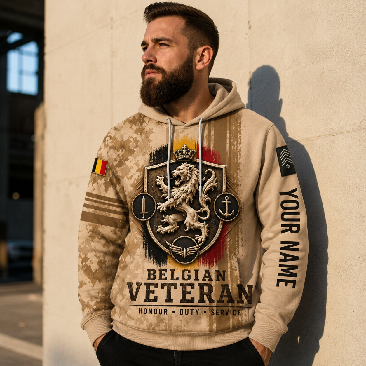 Personalized Belgium Soldier/Veteran with Name & Rank Hoodie All Over Printed - 177871680