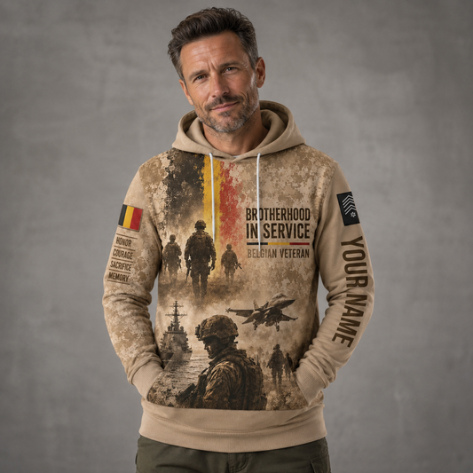 Personalized Belgium Soldier/Veteran with Name & Rank Hoodie All Over Printed - 177871681