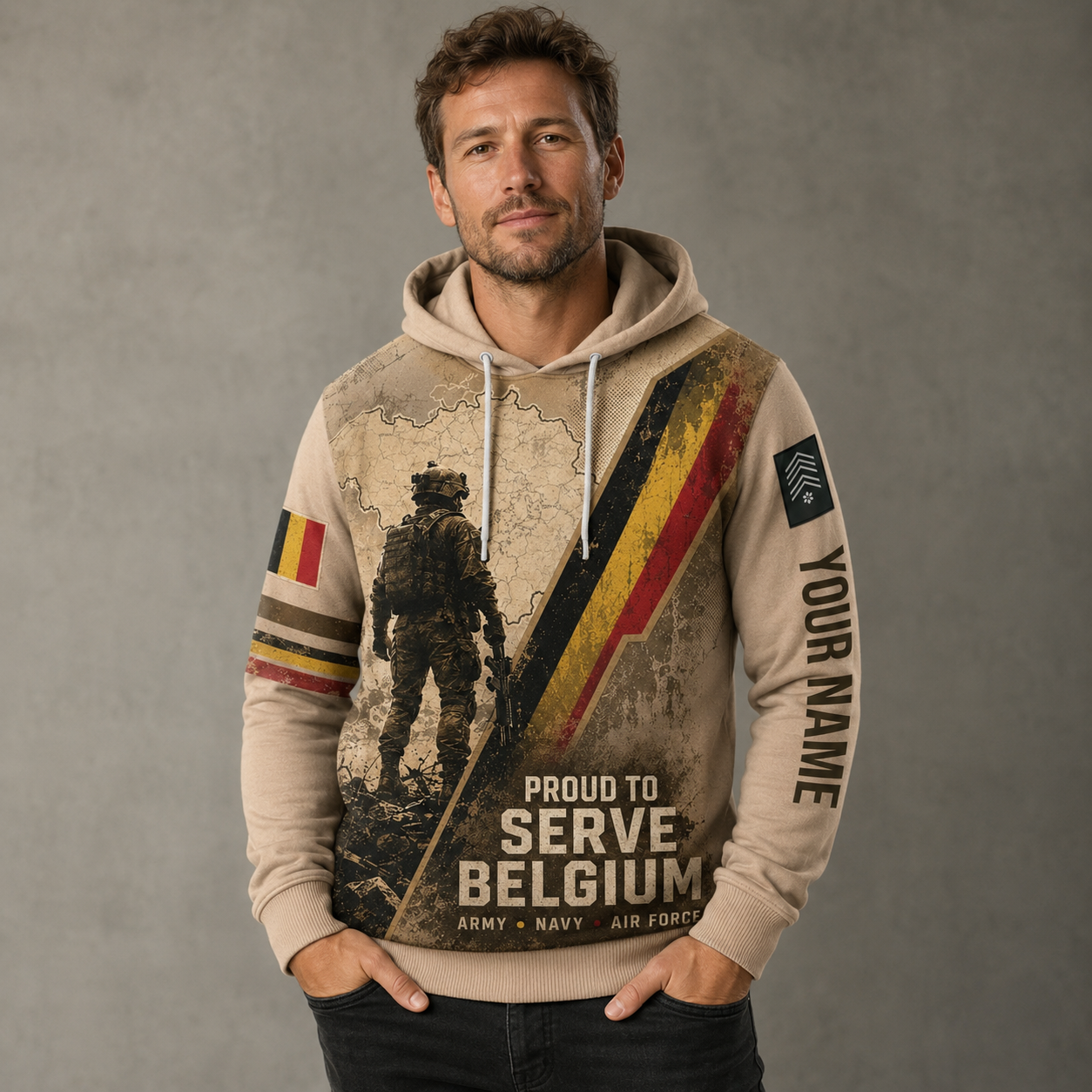 Personalized Belgium Soldier/Veteran with Name & Rank Hoodie All Over Printed - 177871682
