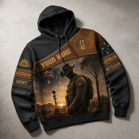 Personalized Australia Soldier/Veteran with Name & Rank Hoodie All Over Printed - 17788032