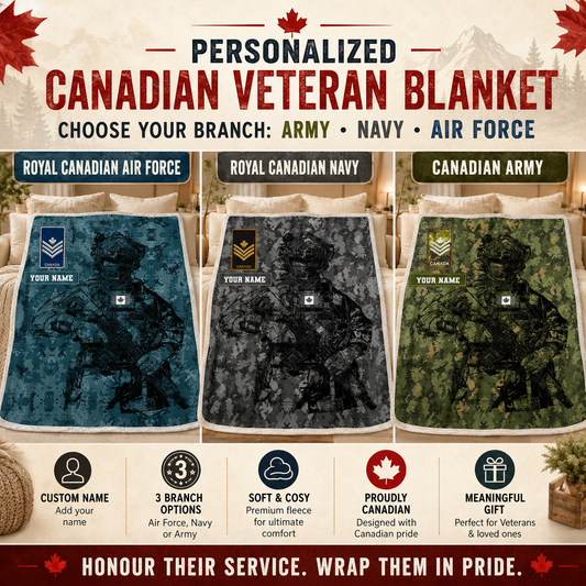 Personalized Canadian Solider/ Veteran Camo With Name And Rank Fleece Blanket 3D Printed - 17229024