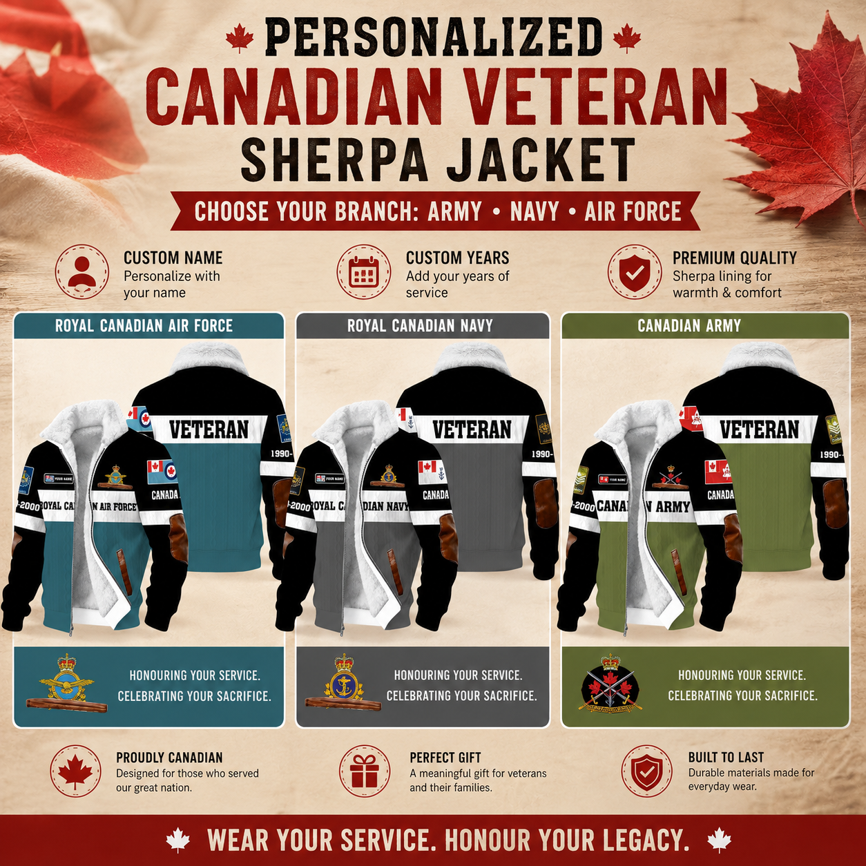 Personalized Canada Soldier/Veteran Heavy Fleece Jacket All Over Printed - QK1780358401