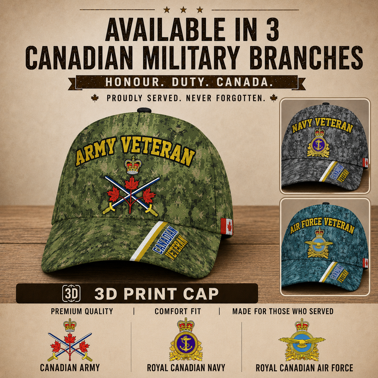 Personalized Rank And Name, Year Canada Soldier/Veterans Baseball Cap - 1759795202