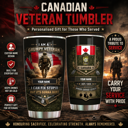 Personalized Canada Veteran/ Soldier With Rank And Name Camo Tumbler - 17731872
