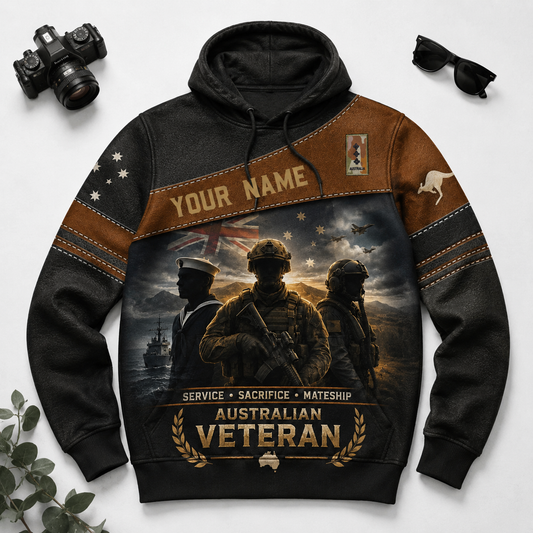 Personalized Australia Soldier/Veteran with Name & Rank Hoodie All Over Printed - 177880320