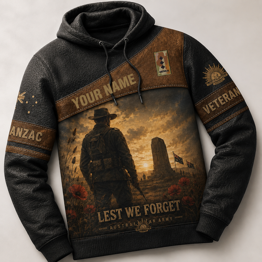 Personalized Australia Soldier/Veteran with Name & Rank Hoodie All Over Printed - 177880321