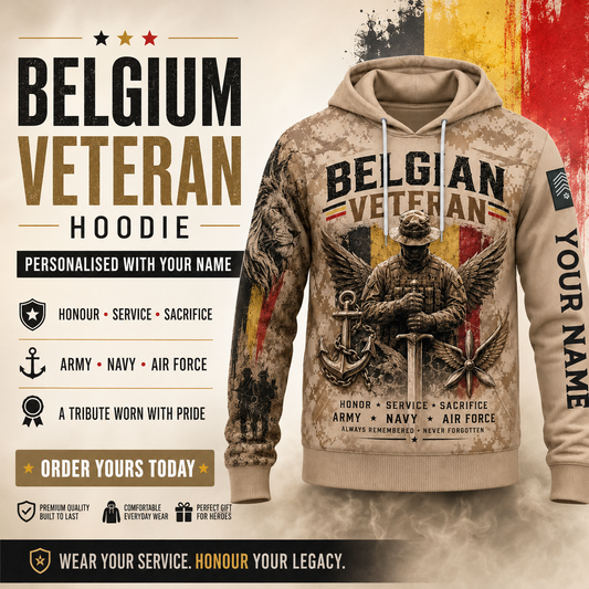 Personalized Belgium Soldier/Veteran with Name & Rank Hoodie All Over Printed - 17786304