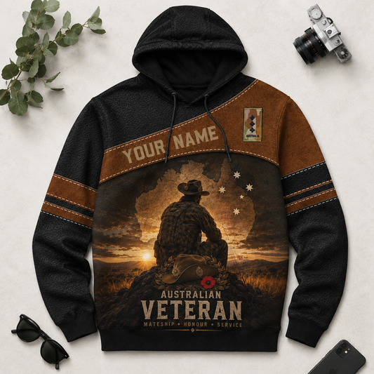 Personalized Australia Soldier/Veteran with Name & Rank Hoodie All Over Printed - 177880322