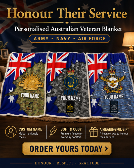 Personalized Australia Soldier/ Veteran With Rank And  Name Fleece Blanket 3D Printed - 17607456