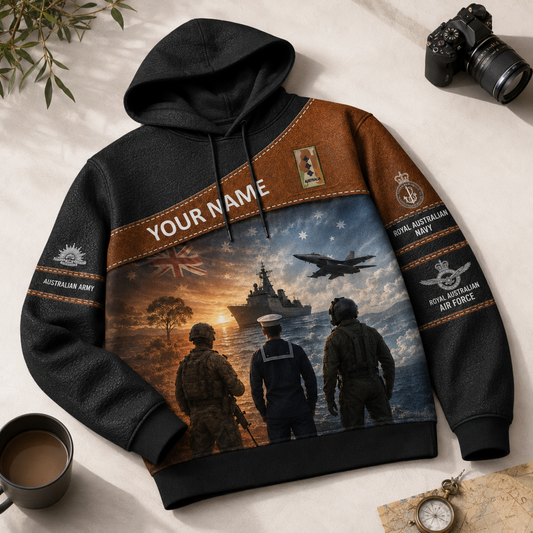Personalized Australia Soldier/Veteran with Name & Rank Hoodie All Over Printed - 177880323