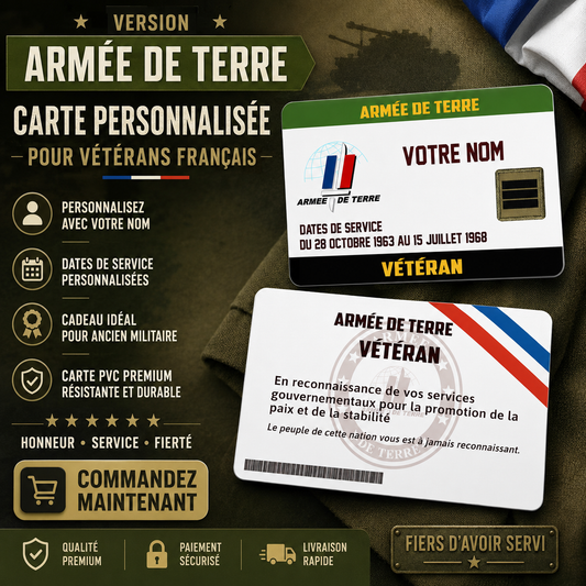 Personalized France Soldier/ Veteran With Rank, Name And Year Aluminum Wallet Card - 17479584