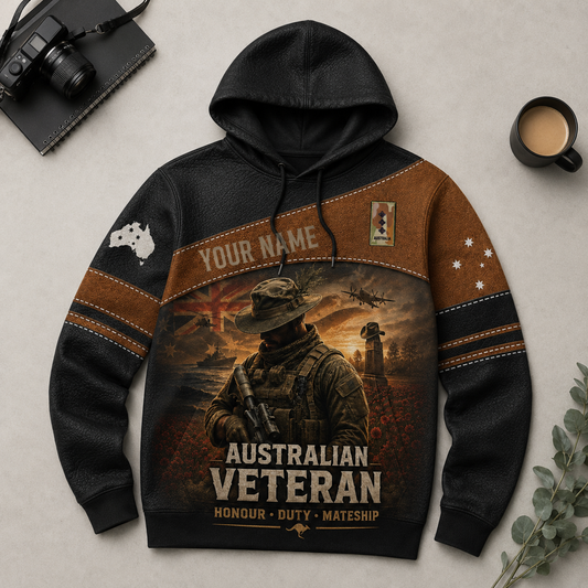 Personalized Australia Soldier/Veteran with Name & Rank Hoodie All Over Printed - 177880324