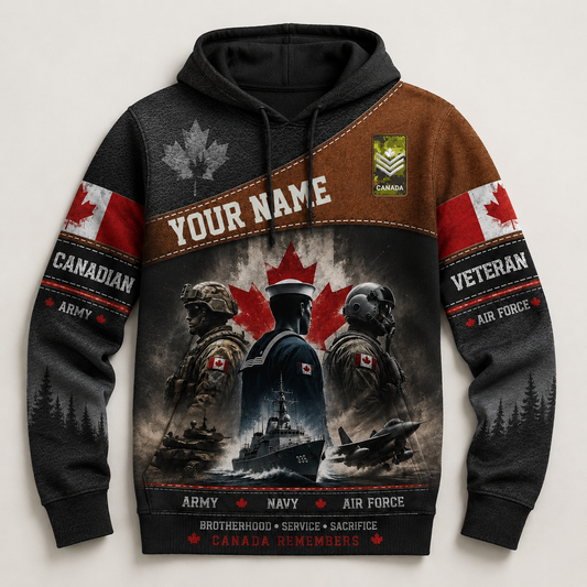 Personalized Canada Soldier/Veteran with Name & Rank Hoodie All Over Printed - 177880320