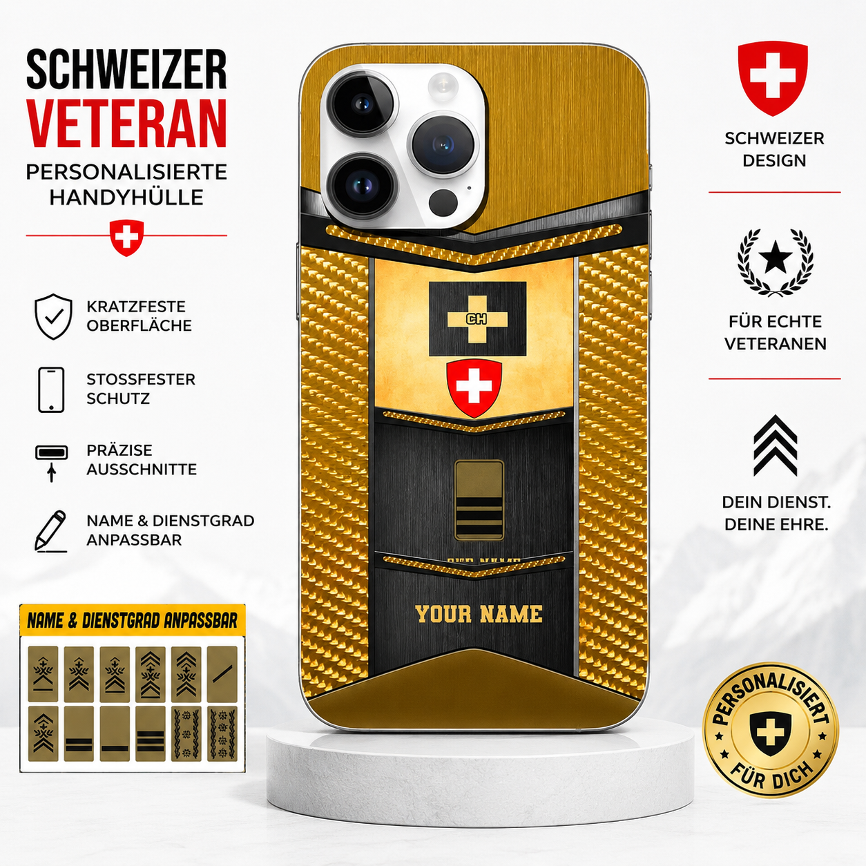 Personalized Swiss Soldier/Veterans With Rank And Name Phone Case Printed - 16903296