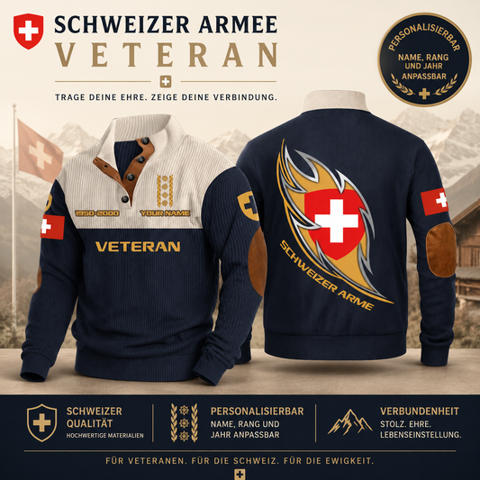 Personalized Swiss Soldier/ Veteran With Name, Year And Rank Sports Sweatshirt - 17400960