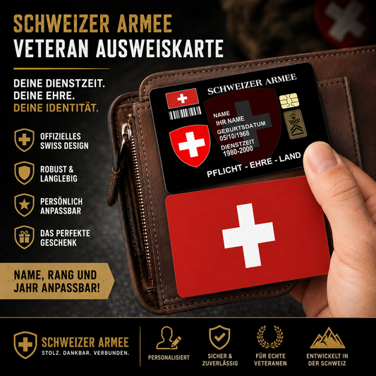 Personalized Swiss Soldier/ Veteran With Rank, Name And Year Aluminum Wallet Card - 17521920