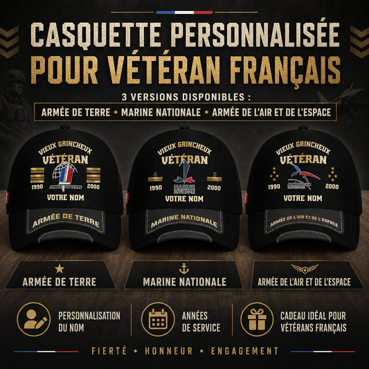 Casquette Vieux Grincheux Vétéran – Personnalisable avec Nom & Grade - 1757376005