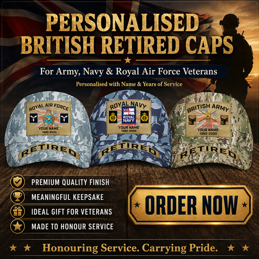 Casquette de baseball personnalisée avec grade, année et nom pour soldat/vétéran du Royaume-Uni - 17202240