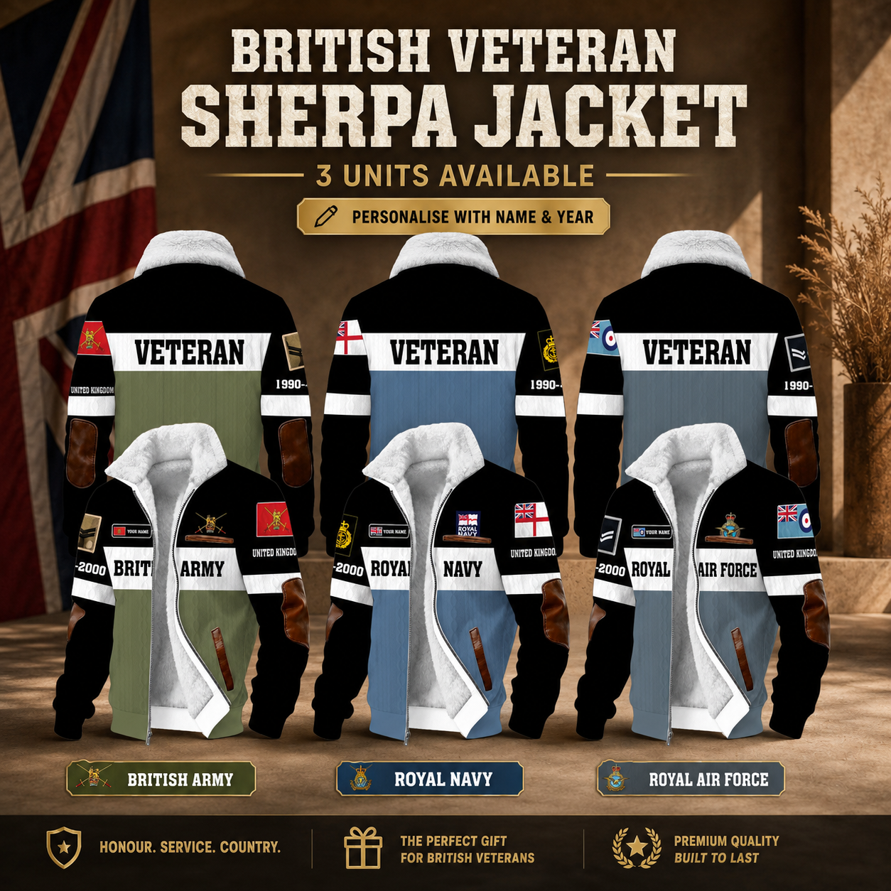 Personalized UK Soldier/Veteran Heavy Fleece Jacket All Over Printed - QK1780358402