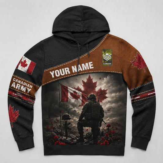 Personalized Canada Soldier/Veteran with Name & Rank Hoodie All Over Printed - 177880321