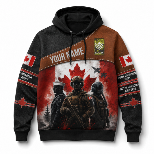 Personalized Canada Soldier/Veteran with Name & Rank Hoodie All Over Printed - 177880324