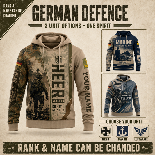 Personalized Germany Soldier/Veteran with Name & Rank Hoodie All Over Printed - 17787168