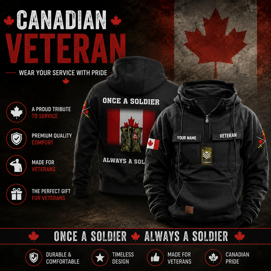 Personalized Canada Soldier/Veteran Vintage Hoodie All Over Printed - 17273088