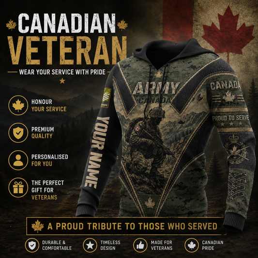 Personalized Canada Soldier/Veteran with Name & Rank Hoodie All Over Printed - 177811200